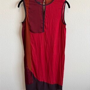 O'2nd Red and Brown Sleeveless Dress